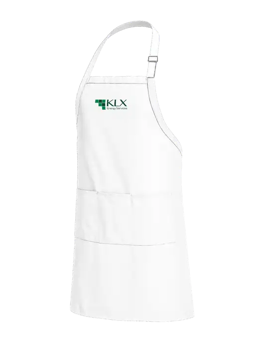 Easy Care Extra Long Bib White Apron with Stain Release w/KLX Logo