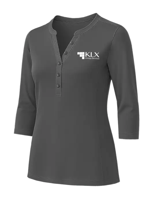 Womens Dark Grey UV Choice Pique Henley w/KLX Logo