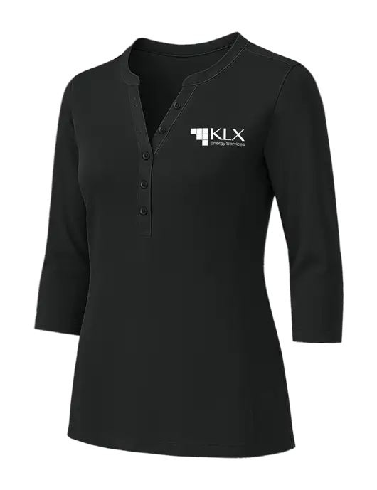 Womens Black UV Choice Pique Henley w/KLX Logo