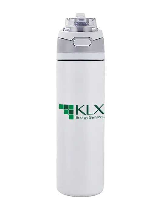 White Sip or Flip 24oz Vacuum Insulated Stainless Steel Bottle  w/KLX Logo