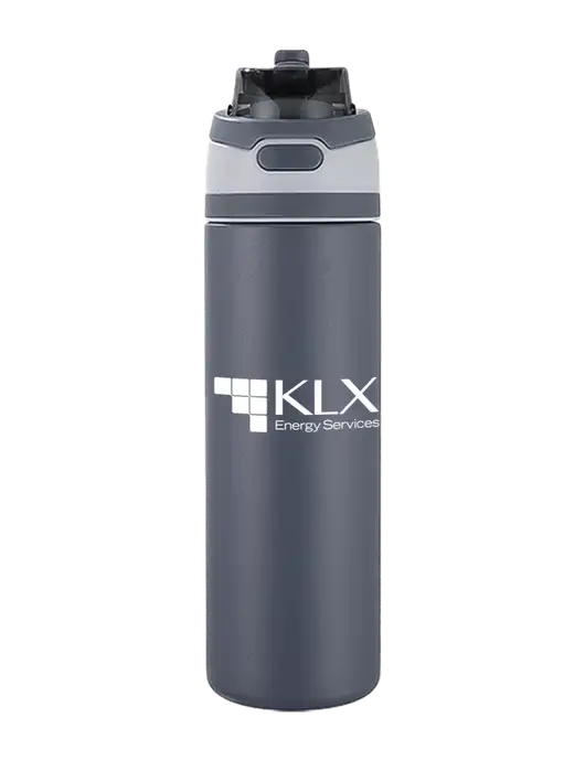 Medium Dark Grey Sip or Flip 24oz Vacuum Insulated Stainless Steel Bottle  w/KLX Logo