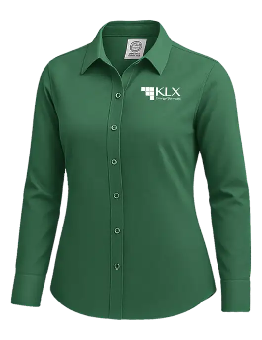Brooks Brothers Womens Medium Green Wrinkle-Free Stretch Nailhead Shirt w/KLX Logo