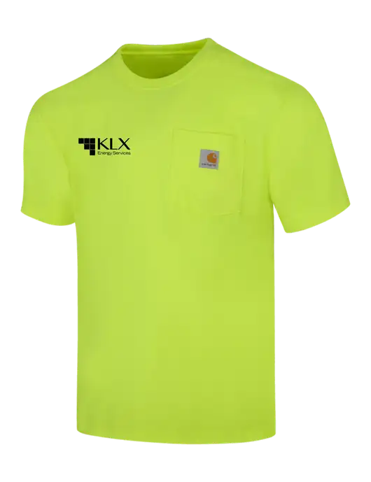 Carhartt Loose Fit Workwear Safety Yellow Short Sleeve Pocket T-Shirt w/KLX Logo