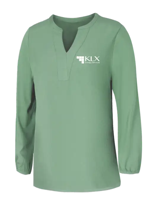 Mercer+Mettle Womens Sage Green Stretch Crepe 3/4 Sleeve Blouse w/KLX Logo
