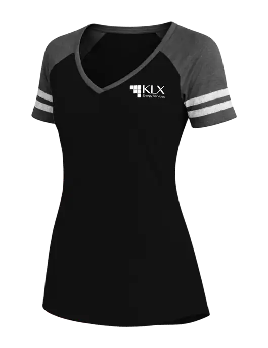 Womens Black/Charcoal Heather V-Neck Game Tee w/KLX Logo