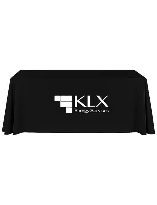 8' Stain-Resistant 4-Sided Black Table Cover w/KLX Logo