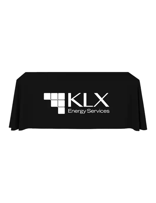 6' Stain-Resistant 4-Sided Black Table Cover w/KLX Logo