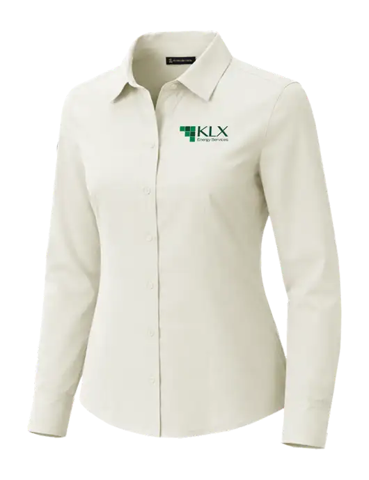 Brooks Brothers Womens Full-Button Ivory Satin Blouse w/KLX Logo