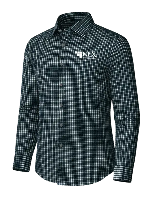 Brooks Brothers Tech Stretch Dark Green Multi Check Patterned Shirt w/KLX Logo