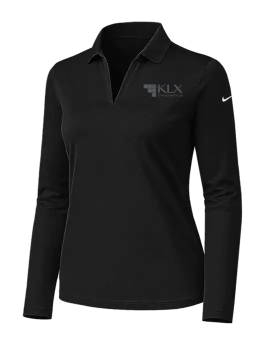 Nike Womens Black Dri-FIT Micro Pique 2.0 Long Sleeve Polo w/KLX Logo