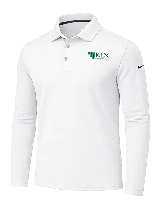 Nike White Dri-FIT Micro Pique 2.0 Long Sleeve Polo w/KLX Logo