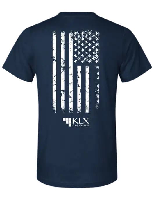 BELLA+CANVAS Navy CVC Short Sleeve Tee w/KLX American Flag Logo, KLX Logo